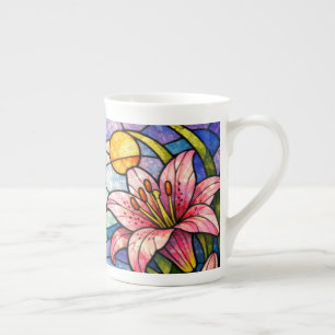 Buntglas-Lilien und Libellen Rosa Porzellantasse