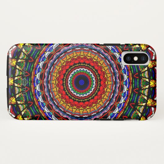 Buntglas-Mandala Case-Mate iPhone Hülle (Rückseite (Horizontal))