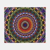 Buntglas-Mandala Fleecedecke (Vorderseite (Horizontal))