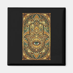 Buntglas-Mandala-Hamsa-Hand spirituelle Meditation Magnet