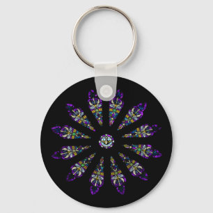 Buntglas-Mandala Schlüsselanhänger