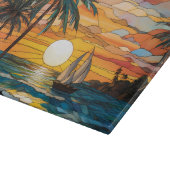 Buntglas Meer und Schiff Schneidebrett (Ecke)