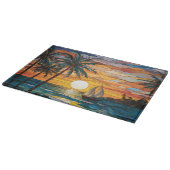 Buntglas Meer und Schiff Schneidebrett (Ecke)
