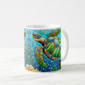Buntglas-Meereschildkröte Kaffeetasse (VorderseiteRechts)
