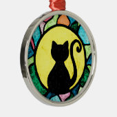 Buntglas-Miezekatze-Aquarellverzierung Ornament Aus Metall (Rechts)