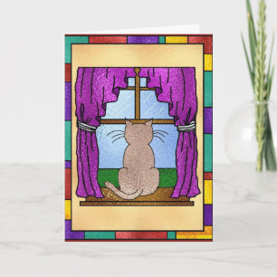 Buntglas-Miezekatze Karte