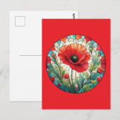 Buntglas-Mohn Postkarte (Vorne/Hinten)