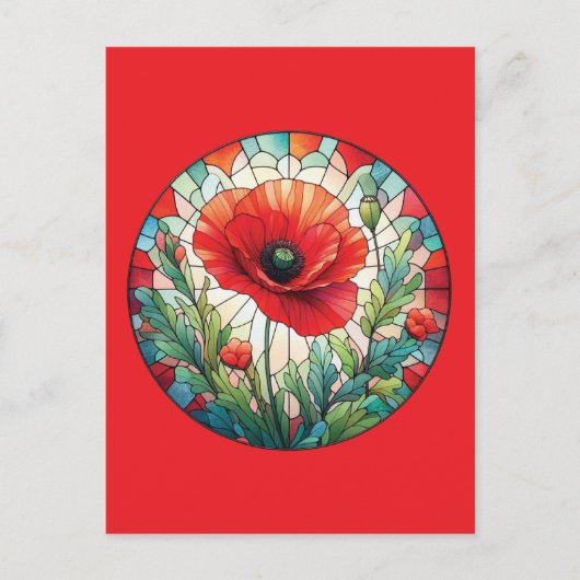 Buntglas-Mohn Postkarte (Vorderseite)