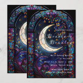 Buntglas-Mond-Hochzeit Einladung (Vorne/Hinten)