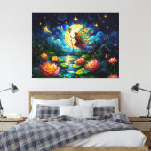 Buntglas Mondlicht Flug Fee Leinwanddruck (Insitu (Schlafzimmer))