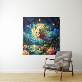 Buntglas Mondlicht Flug Fee Wandteppich