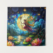 Buntglas Mondlicht Flug Fee Wandteppich (Vorderseite)