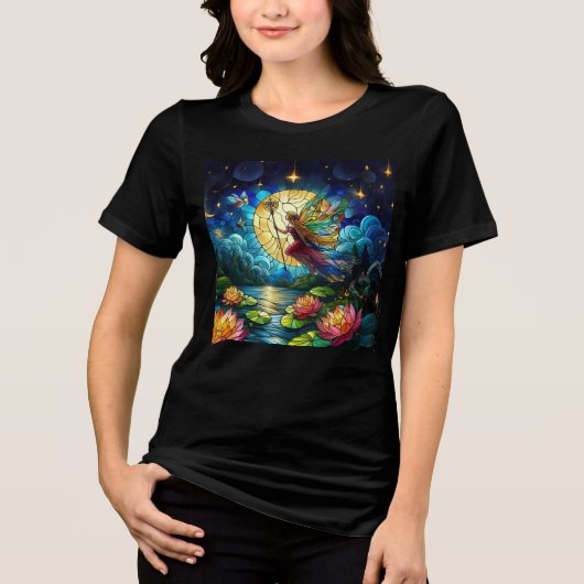 Buntglas-Mondlicht-Flugfee Tri-Blend Shirt (Vorderseite)