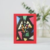 Buntglas-Muster-Weihnachtsstern-Rot-Postkarte Feiertagspostkarte (Stehend Vorderseite)