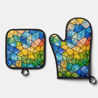 Buntglas Ofenhandschuh & Topflappen-Set