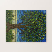 Buntglas-Olivenbaum-Puzzle – Natur Puzzle (Horizontal)