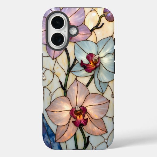 Buntglas-Orchideenblüten Case-Mate iPhone Hülle (Rückseite)