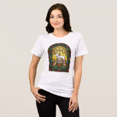 Buntglas-Osterlamm-Hasen-Fenster Tri-Blend Shirt (Vorderseite voll)