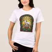 Buntglas-Osterlamm-Hasen-Fenster Tri-Blend Shirt (Vorderseite)