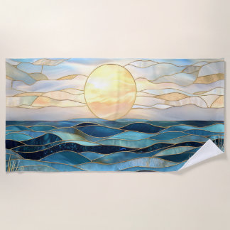 Buntglas-Ozean-Sonnenuntergang-Strandtuch Strandtuch