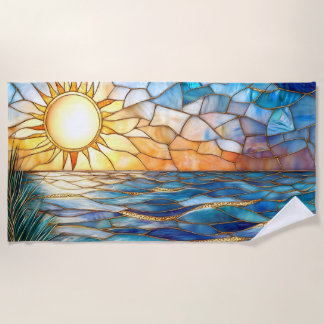 Buntglas-Ozean-Sonnenuntergangs-Strandtuch Strandtuch