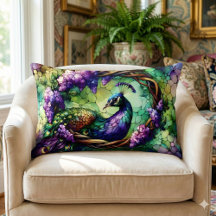 Buntglas-Pfau-Blumenkranz-Kunst