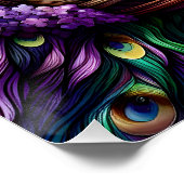 Buntglas-Pfau-Blumenkranz-Kunst Poster (Ecke)