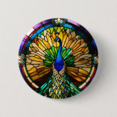 Buntglas-Pfau Button (Vorderseite)
