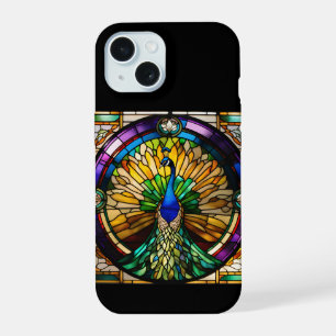 Buntglas-Pfau iPhone 15 Hülle