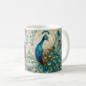 Buntglas-Pfau Kaffeetasse (VorderseiteRechts)