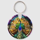 Buntglas-Pfau Schlüsselanhänger (Vorderseite)