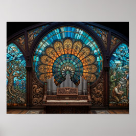 Buntglas Pfeifenorgel Zodiac Astrologie Musikalisc Poster