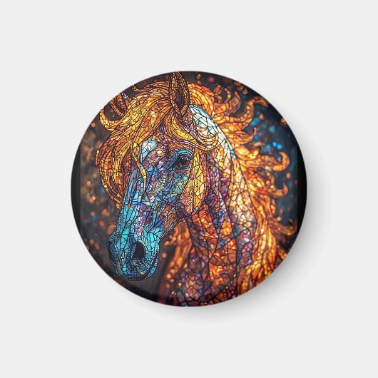 Buntglas-Pferd-Design Magnet (Vorne)