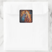 Buntglas-Pferd-Design Quadratischer Aufkleber (Tasche)