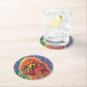 Buntglas-Pudel Runder Pappuntersetzer (Vor Ort)