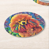 Buntglas-Pudel Runder Pappuntersetzer (Angewinkelt)