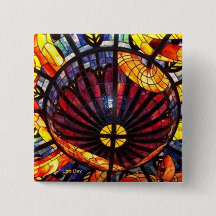 Buntglas-Quadratknopf Button