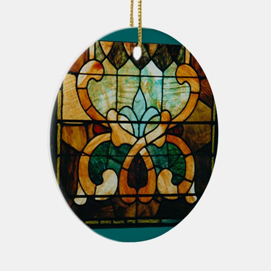 Buntglas-Rebe, rund Keramikornament (Rechts)