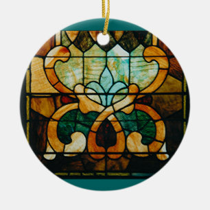Buntglas-Rebe, rund Keramikornament
