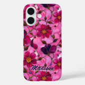 Buntglas rosa rote Blumen  Case-Mate iPhone Hülle (Rückseite)