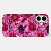 Buntglas rosa rote Blumen  Case-Mate iPhone Hülle (Rückseite (Horizontal))