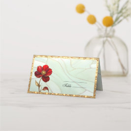 Buntglas-Rot-Blumen-Platzkarte Platzkarte