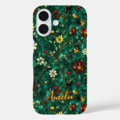 Buntglas rot türkisfarbene Blumen Case-Mate iPhone Hülle (Rückseite)