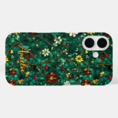 Buntglas rot türkisfarbene Blumen Case-Mate iPhone Hülle (Rückseite (Horizontal))