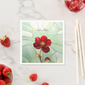 Buntglas-Rote Blume Serviette (Beispiel)