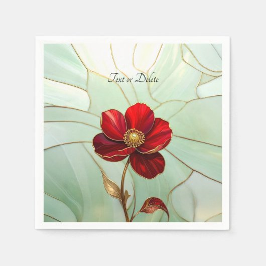 Buntglas-Rote Blume Serviette (Vorderseite)