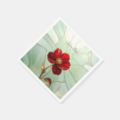 Buntglas-Rote Blume Serviette (Ecke)