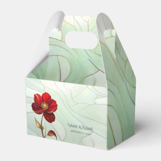 Buntglas-Rote-Blumen-Geschenkbox Geschenkschachtel (Vorderseite)