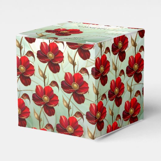 Buntglas-Rote-Blumen-Geschenkbox Geschenkschachtel (Vorderseite)