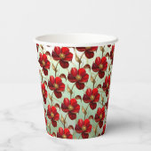 Buntglas-Rote-Blumen-Papierbecher Pappbecher (Rückseite)